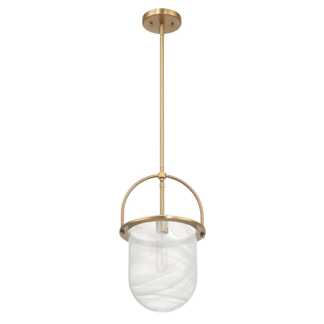 Hello Honey® Beatrice Gold & White Mid-Century Modern Handmade Marbleized Glass & Metal Ceiling Light